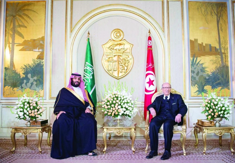 ولي العهد والرئيس التونسي خلال اللقاء (واس)