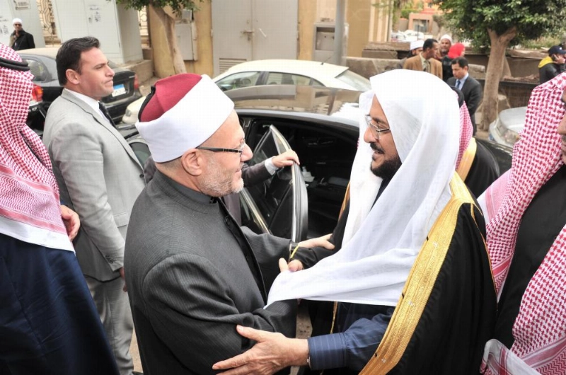 عبداللطيف آل الشيخ خلال لقائه شوقي علام في القاهرة أمس (واس)