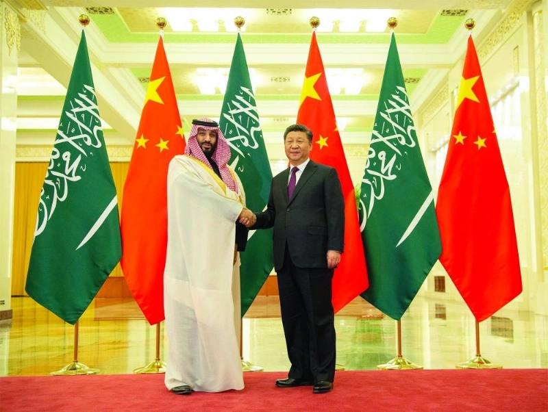 شي جين بينغ لدى استقباله الأمير محمد بن سلمان في قاعة الشعب الكبرى في بكين (واس)