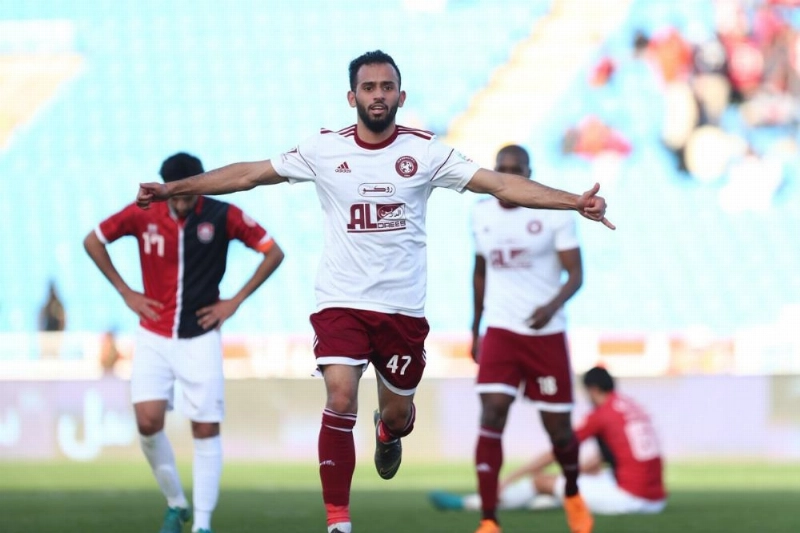 مندش محتفلا بهدفه في الرائد (إعلامي الفيصلي)