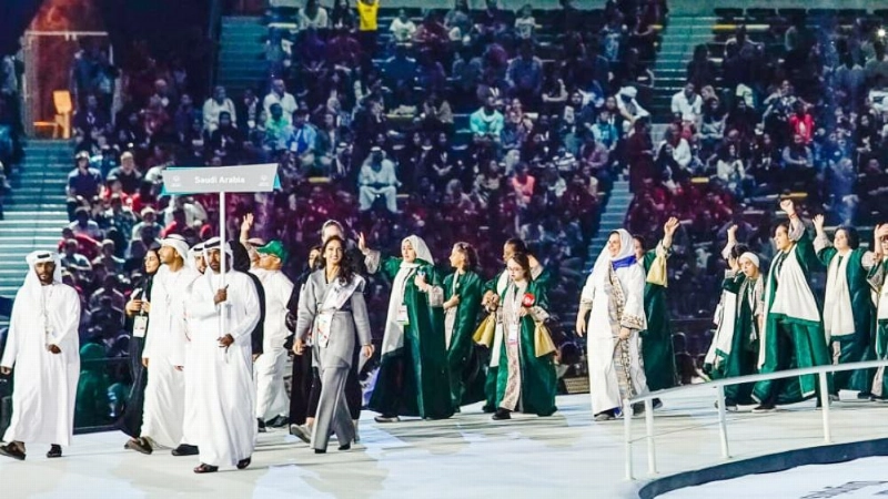 الوفد السعودي في طابور العرض خلال حفل الافتتاح (مكة)