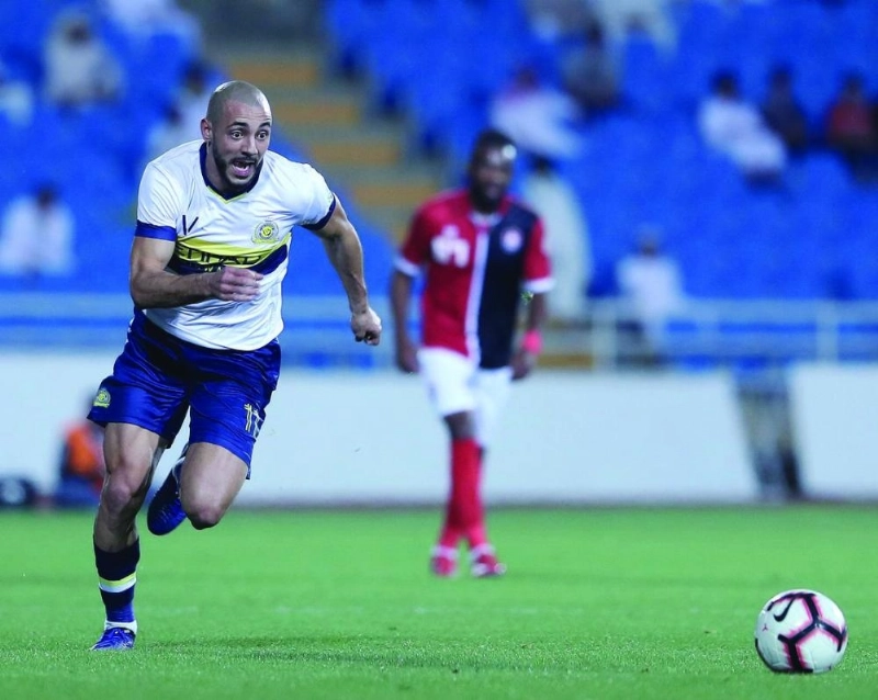 أمرابط يبدأ هجمة نحو مرمى الرائد أمس الأول (إعلامي النصر)