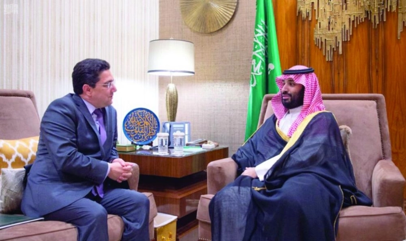 الأمير محمد بن سلمان خلال لقائه ناصر بوريطة (واس)