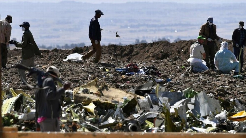 صورة من حطام إحدى طائرات بوينغ 737 ماكس