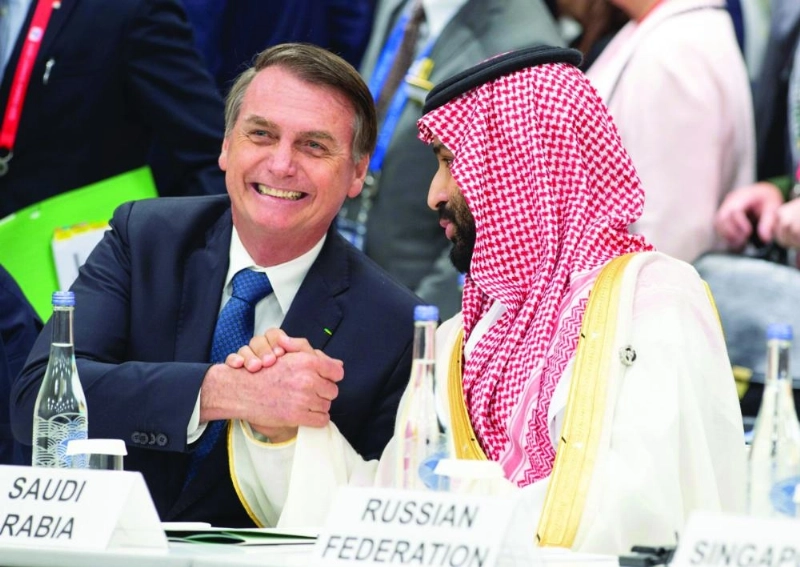 ولي العهد خلال مشاركته رؤساء وفود دول العشرين خلال جلسة الاقتصاد الرقمي