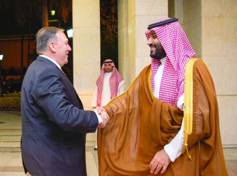 الأمير محمد بن سلمان خلال لقائه مايك بومبيو في جدة (واس)
