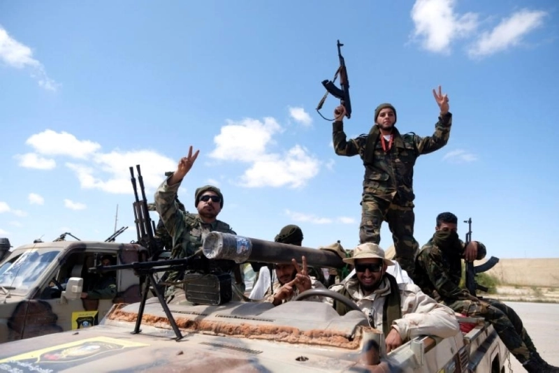 Libyan National Army (LNA) members, commanded by Khalifa Haftar, head out of Benghazi to reinforce the troops advancing to Tripoli, in Benghazi
