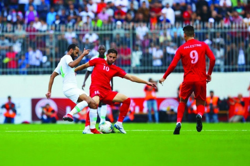 من لقاء المنتخب السعودي والفلسطيني (إعلامي المنتخب)