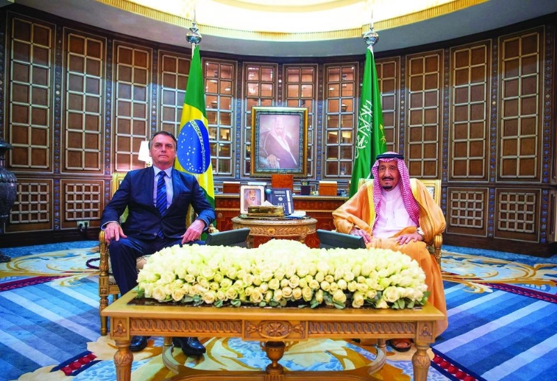 الملك سلمان وجايير بولسونارو خلال جلسة المباحثات(واس)