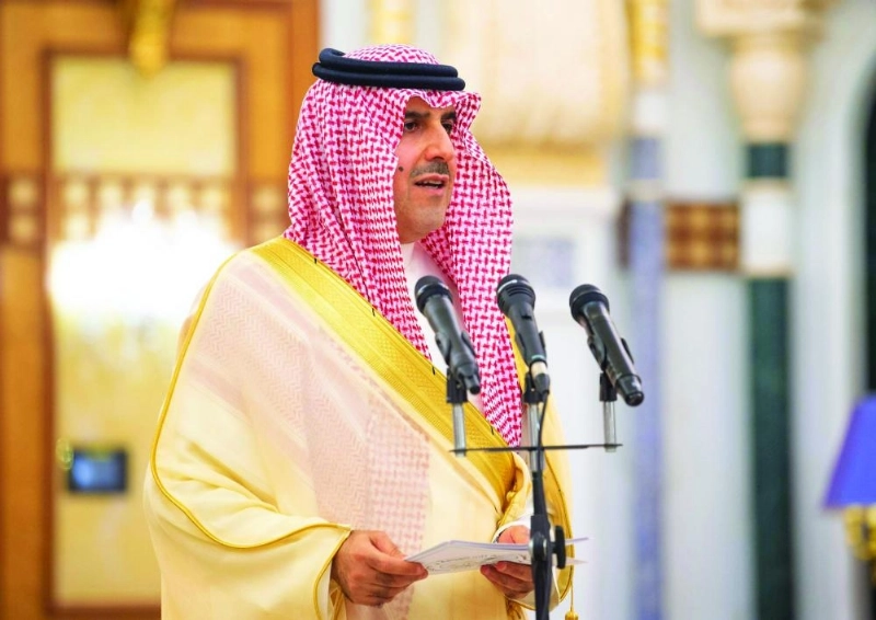 حسام العنقري خلال كلمته أمام خادم الحرمين (واس)