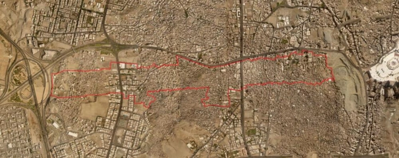 صورة جوية لمشروع طريق الملك عبدالعزيز (مكة)