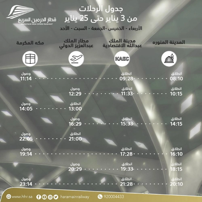 جدول الرحلات