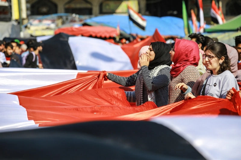 مظاهرة عراقية اعتراضا على الحكومة الجديدة (د ب أ)