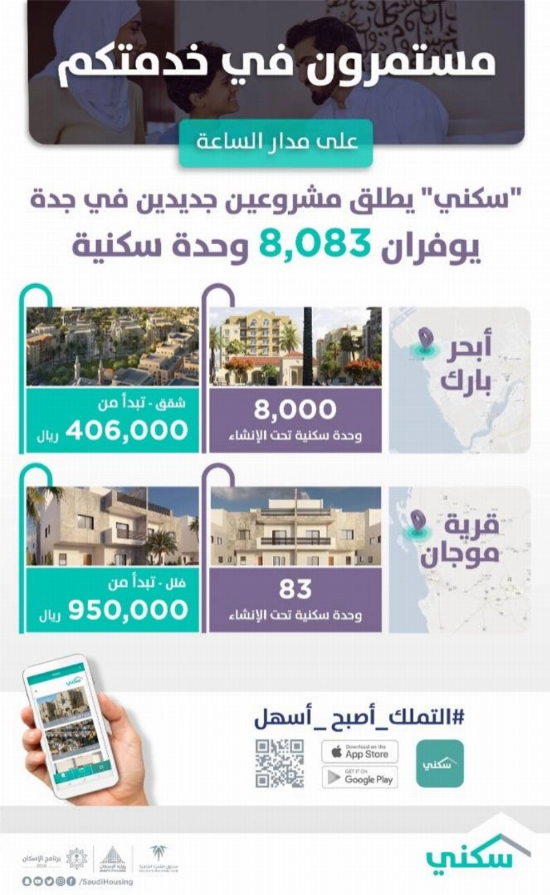 "سكني" يطلق مشروعين جديدين لمستفيديه في جدة