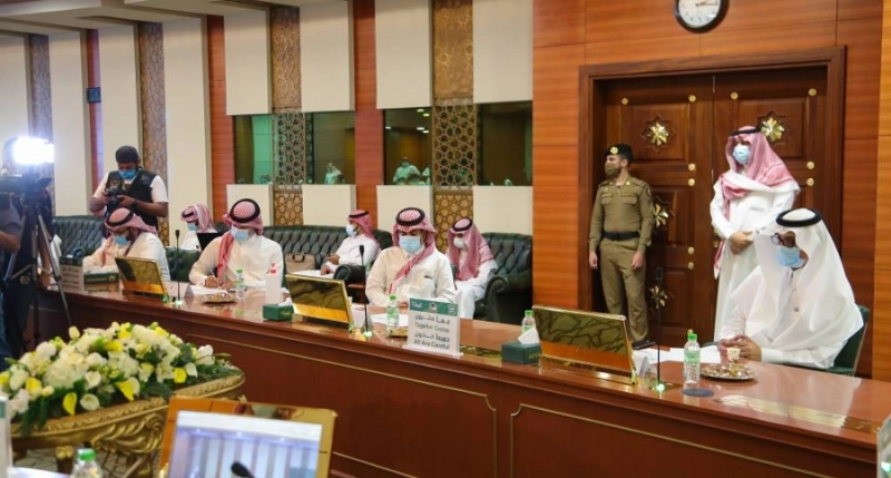 جانب من اللقاء الاعلامي المنعقد في مبنى رئاسة شؤون الحرمين ( مكة )