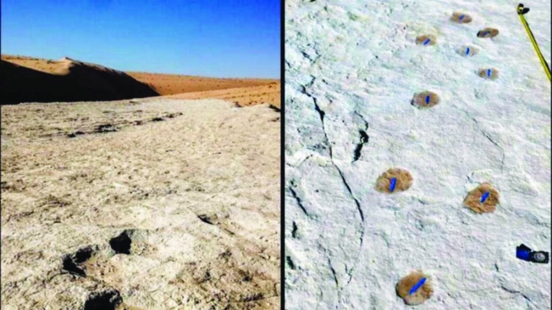 من آثار الحوافر والأقدام البشرية (مكة)