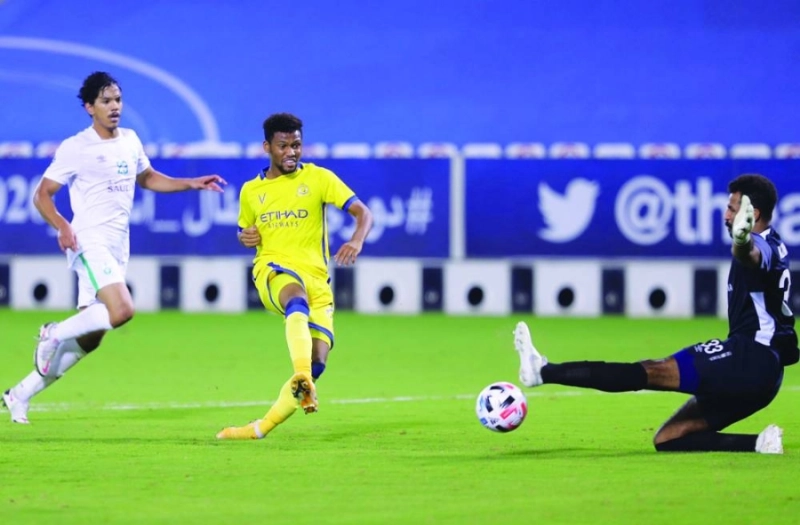 أحد أهداف النصر في مرمى الأهلي (إعلامي النصر)