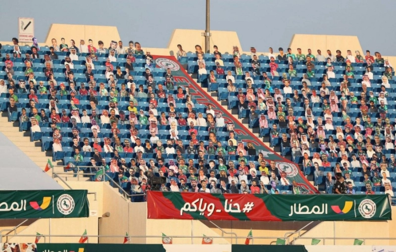 جمهور افتراضي خلال مباراة الاتفاق أمام الهلال (إعلامي الاتفاق)