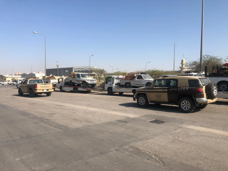 ضبط 10 مخالفين بحوزتهم 12,5 طناً من الحطب المحلي المعد للبيع في مدينة الرياض (واس)