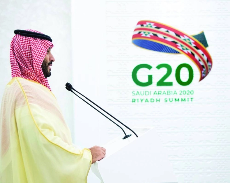 الأمير محمد بن سلمان خلال إلقاء بيان القمة (واس)