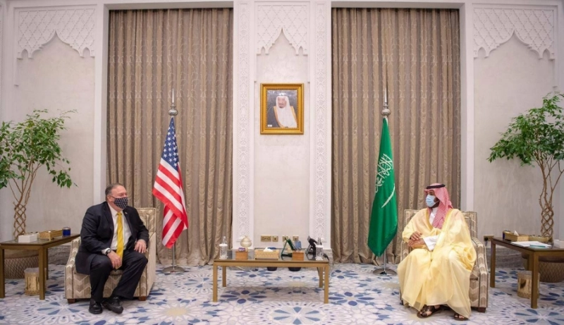 الأمير محمد بن سلمان لدى لقائه بومبيو (واس)