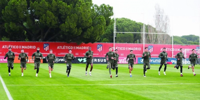 من تحضيرات أتلتيكو مدريد لمواجهة بايرن ميونخ اليوم (موقع أتلتيكو مدريد)