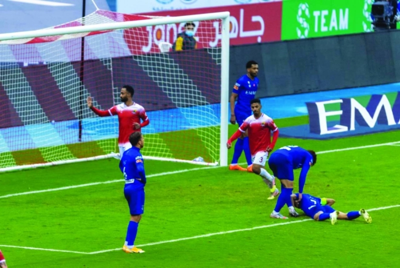 آثار هدف الوحدة الثاني على لاعبي الهلال (موقع الدوري)