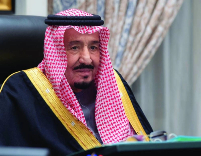 الملك سلمان مترئسا جلسة مجلس الوزارء عبر الاتصال المرئي (واس)