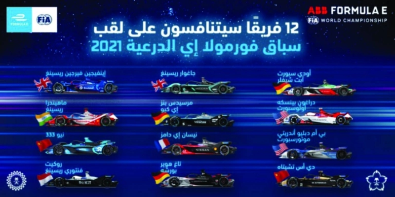 الفرق المشاركة في سباق فورمولا إي بالدرعية (تويتر)