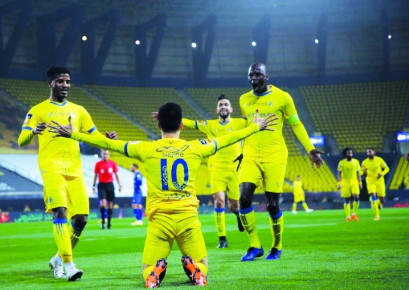 احتفال مارتنيز بهدفه في الهلال أمس الأول (إعلامي النصر)
