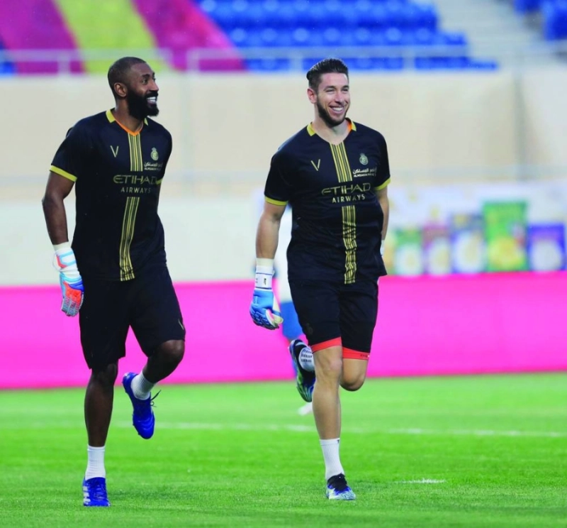وليد عبدالله خلال تدريبات حراس المرمى (إعلامي النصر)