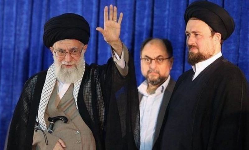 حفيد الخميني مع علي خامنئي (مكة)