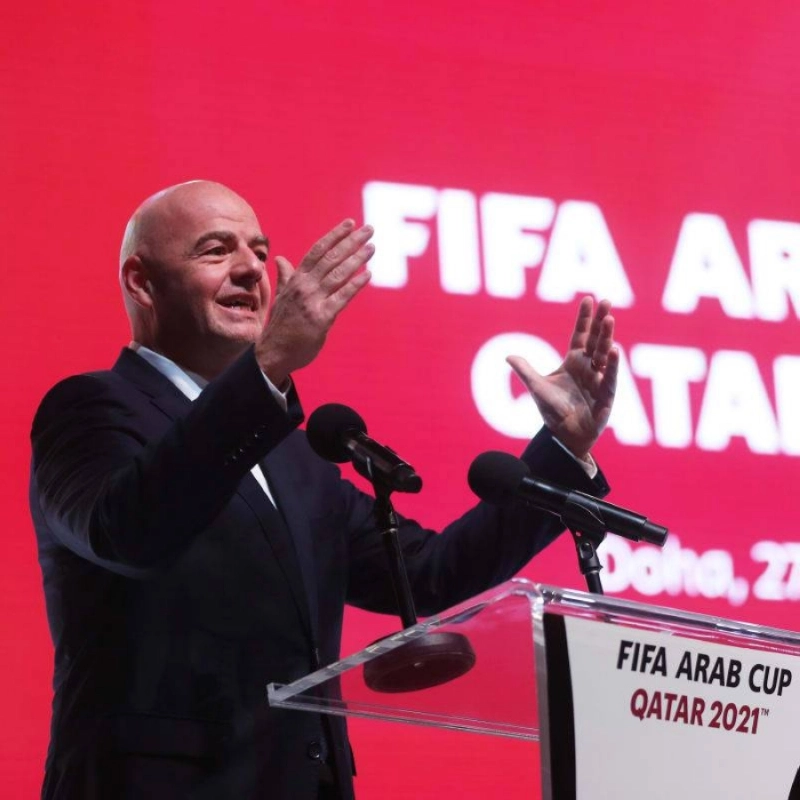 جياني إنفانتينو يدلي بكلمته أمس (موقع الاتحاد العربي)