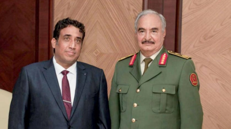 حفتر ورئيس المجلس الرئاسي محمد المنفي في أرشيفية (مكة)