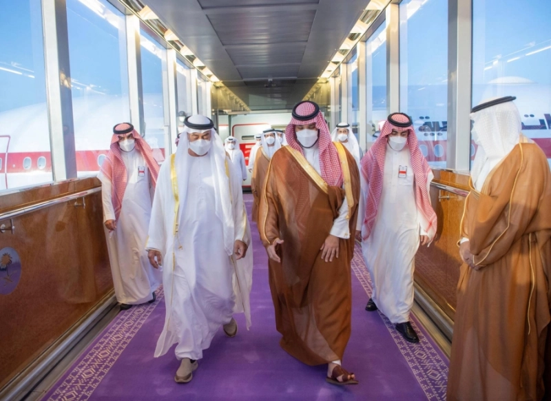 الأميرمحمد بن سلمان لدى استقباله محمد بن زايد (واس)