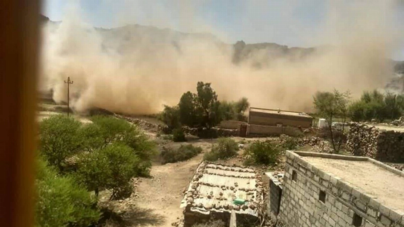 المنزل الذي فجرته ميليشيات الحوثي بالضالع (مكة)