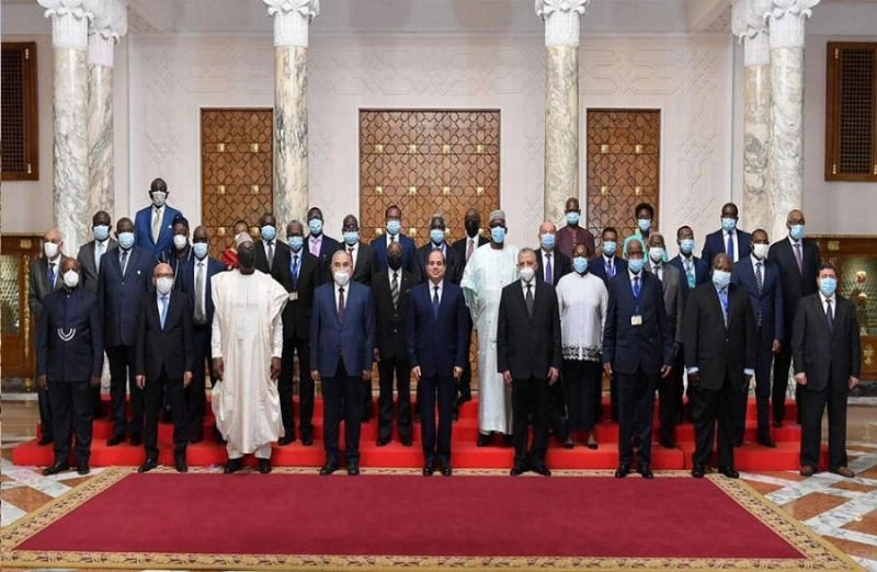 السيسي خلال لقائه برؤساء المحاكم في أفريقيا (مكة)