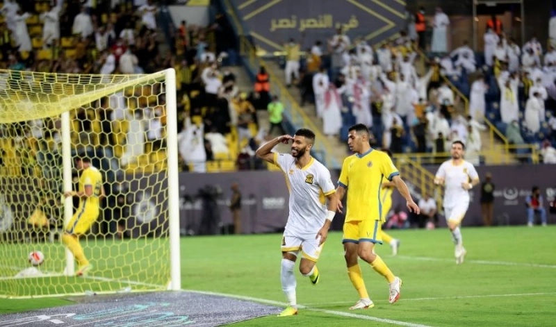 العبود محتفلا بهدفه في النصر (نواف الجبني)