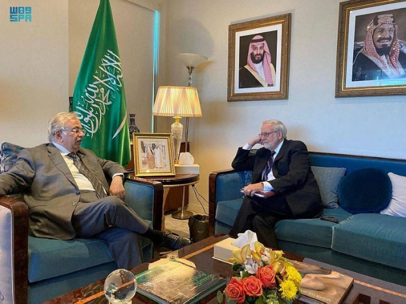 المعلمي خلال لقائه ريتشرد إردمان (واس)