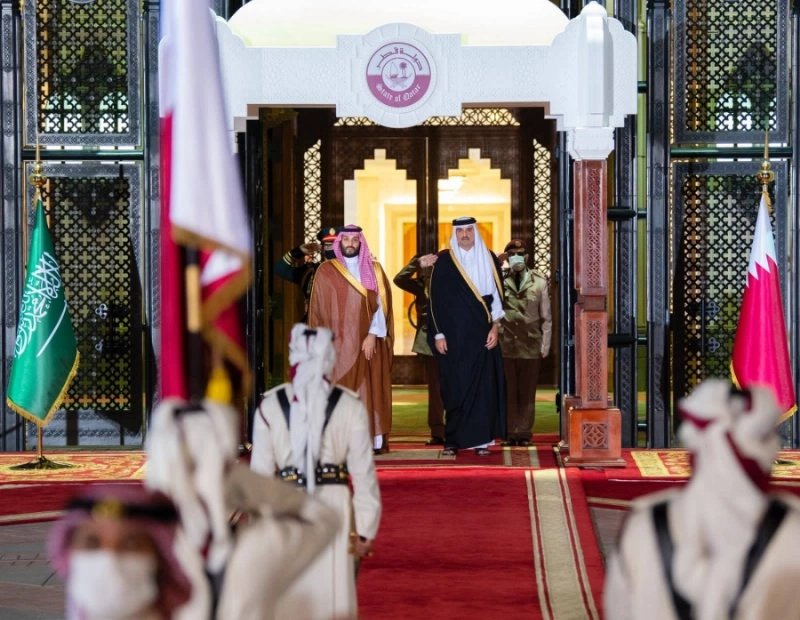 من اجتماع الأمير محمد بن سلمان والشيخ تميم آل ثاني (واس)