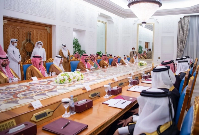 من اجتماع الأمير محمد بن سلمان والشيخ تميم آل ثاني (واس)