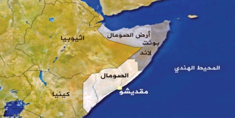 خريطة تبين موقع إثيوبيا بالقرب من أرض الصومال