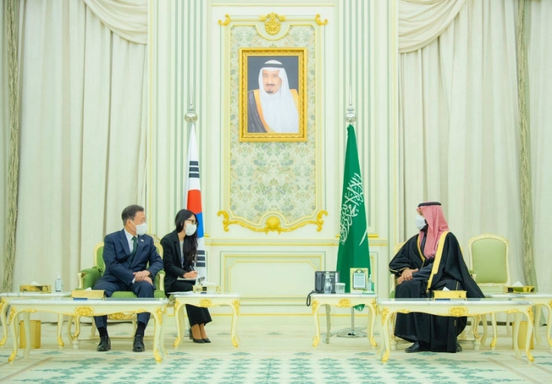 ولي العهد والرئيس الكوري خلال مباحثاتهما