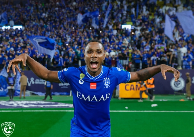 أوديون إيغالو عقب هدفه في النصر أمس الأول