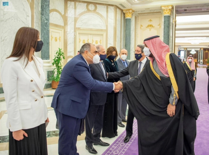 الأمير محمد بن سلمان خلال استقباله نيكوس أناستاسياديس (واس)