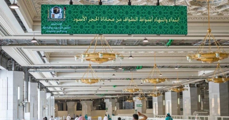 شاشة توضح بداية وانتهاء الطواف (مكة)