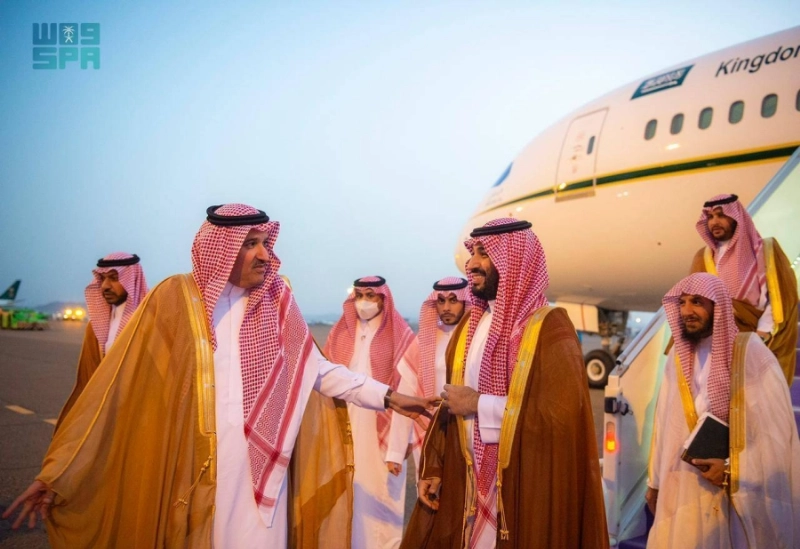 الأمير محمد بن سلمان لدى وصوله المدينة المنورة (واس)