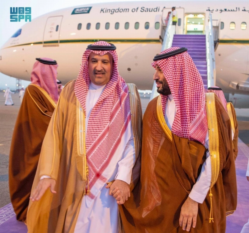 الأمير محمد بن سلمان لدى وصوله المدينة المنورة (واس)