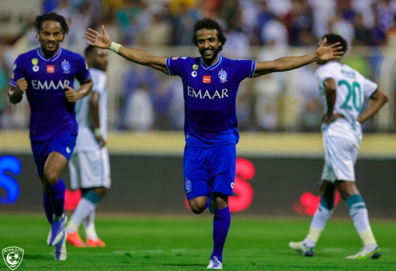 فرحة ياسر الشهراني بعد الفوز على الفتح في الجولة الماضية