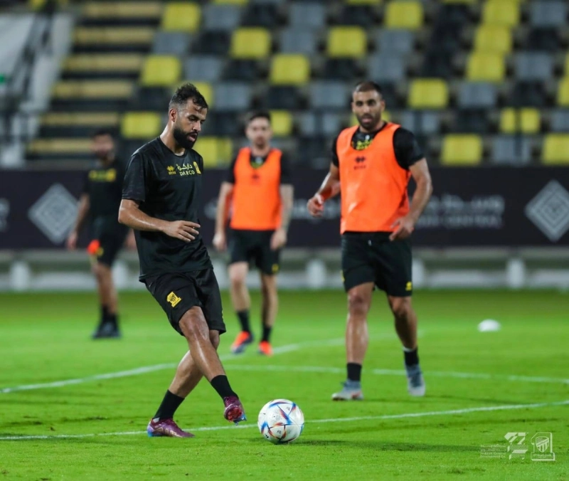 محمد الصيعري خلال تدريبات الاتحاد